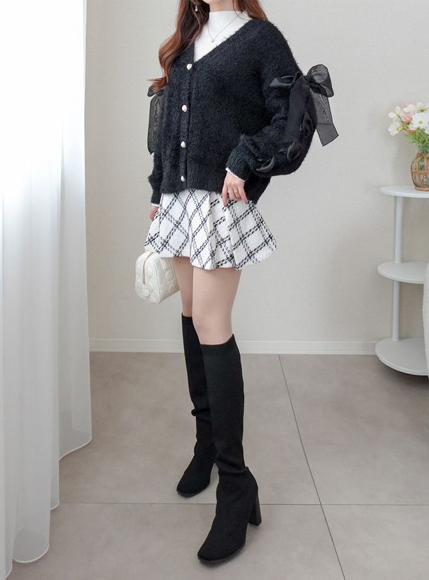 蝴蝶結羽毛開衫