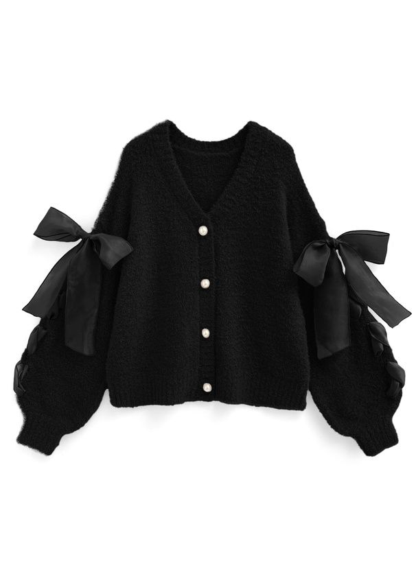 蝴蝶結羽毛開衫