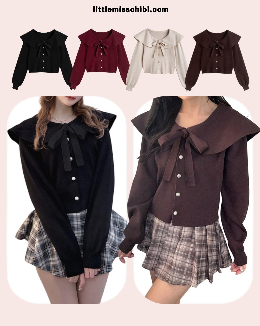 緞帶大領針織衫