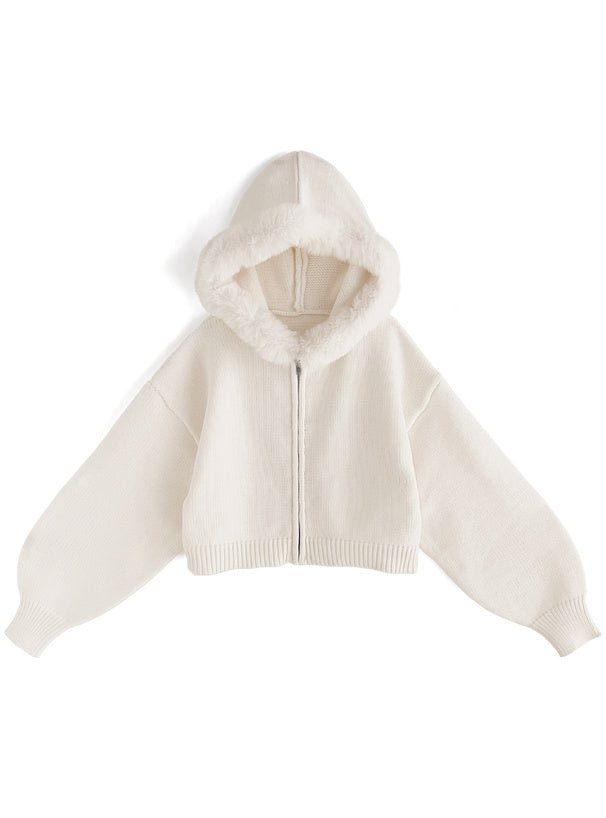 帶帽針織毛大衣