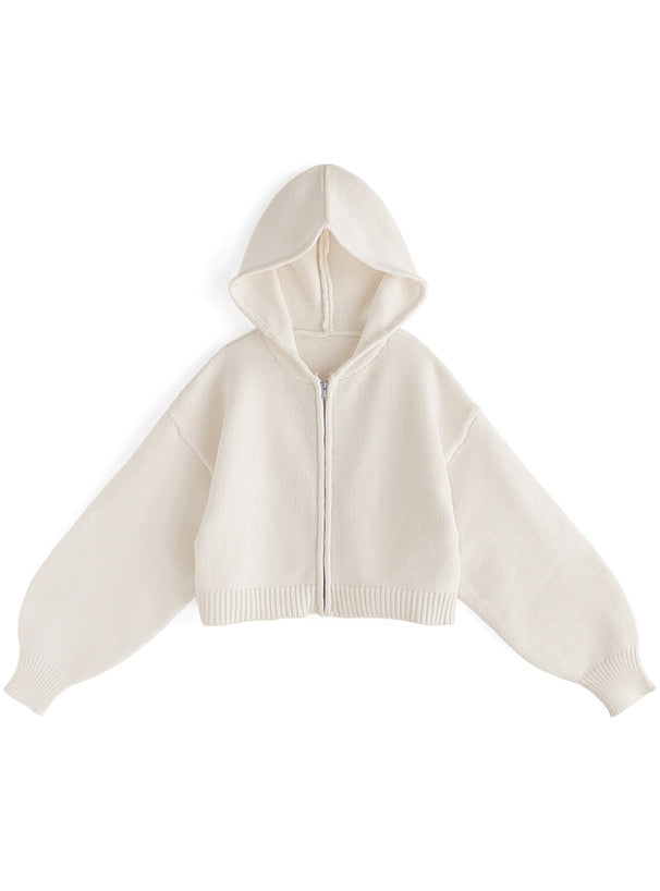 帶帽針織毛大衣