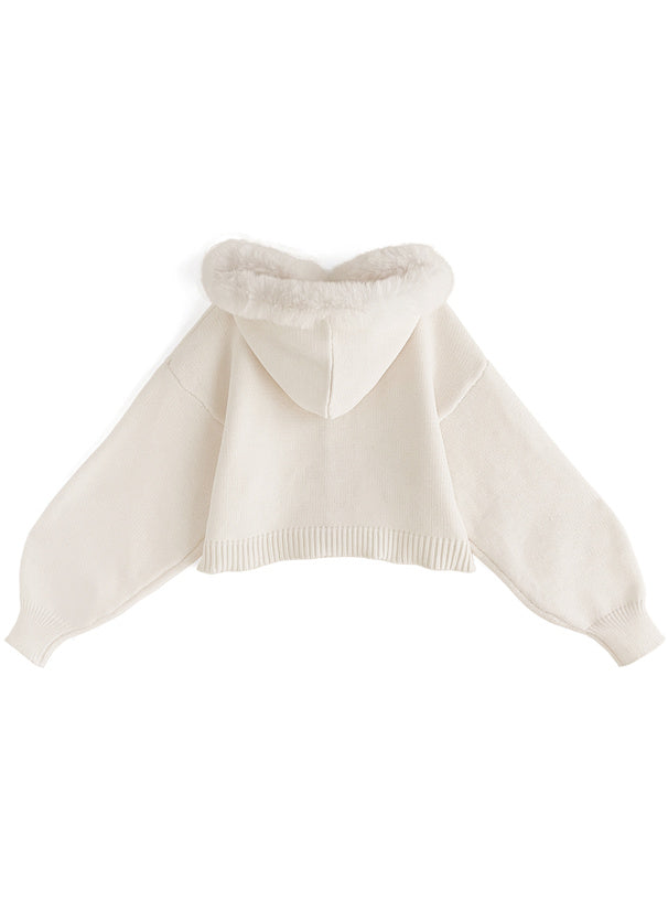 帶帽針織毛大衣