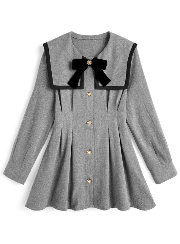 緞帶大領喇叭裙