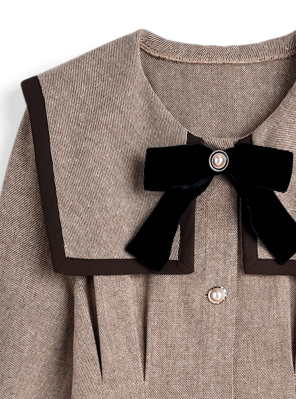 緞帶大領喇叭裙