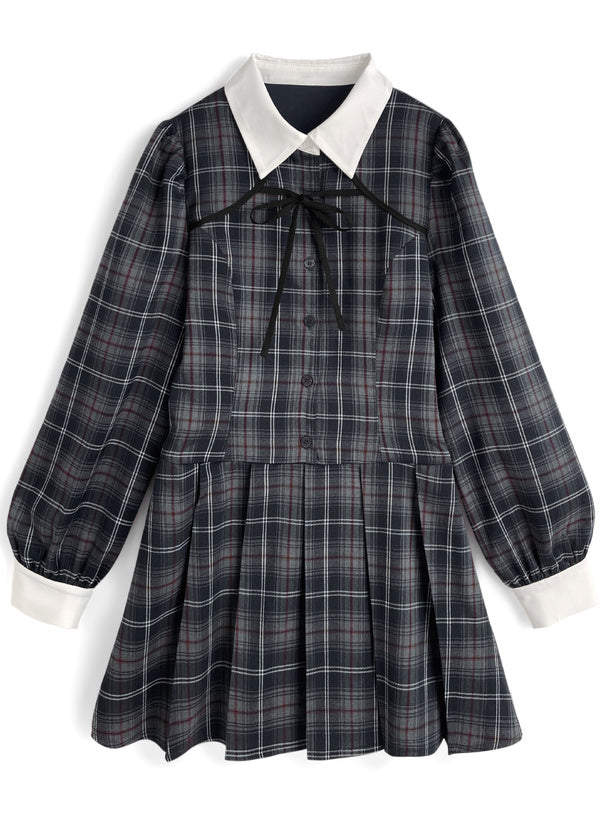 格紋疊層連身裙