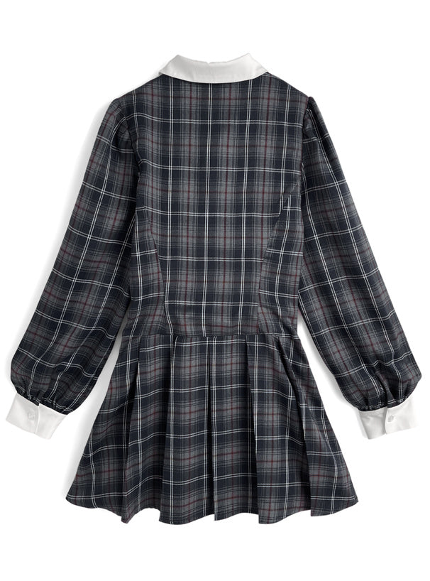 格紋疊層連身裙