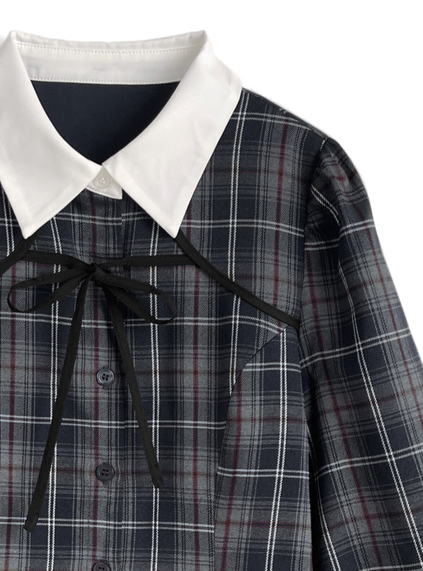 格紋疊層連身裙