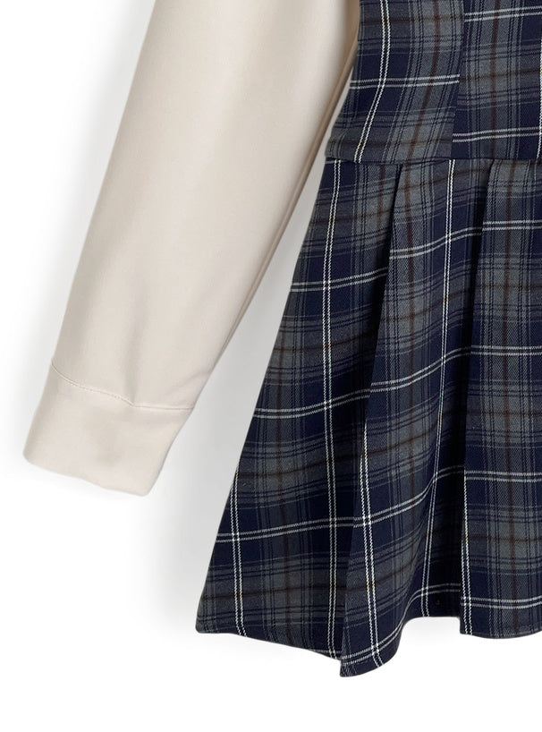 格紋疊層連身裙