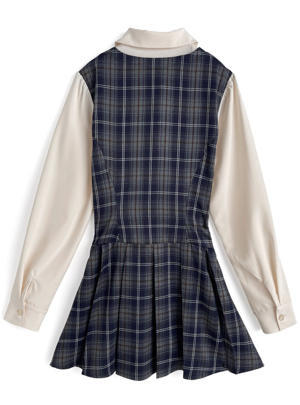 格紋疊層連身裙