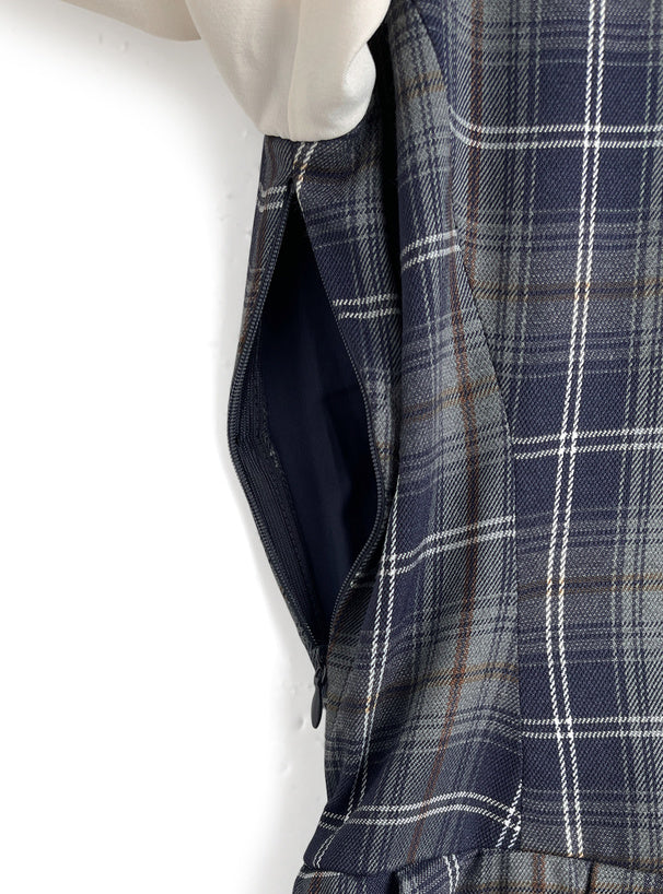 格紋疊層連身裙