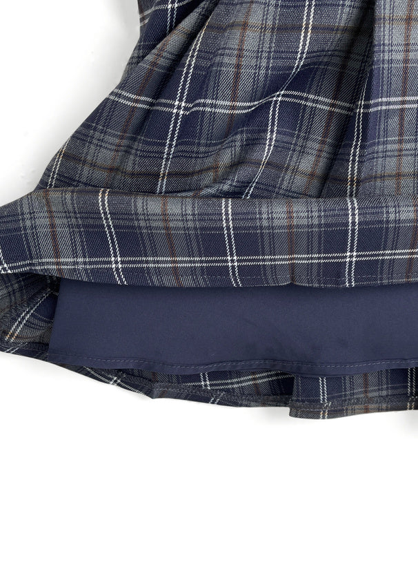 格紋疊層連身裙