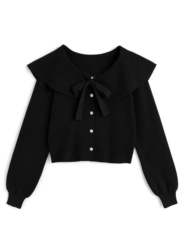 緞帶大領針織衫