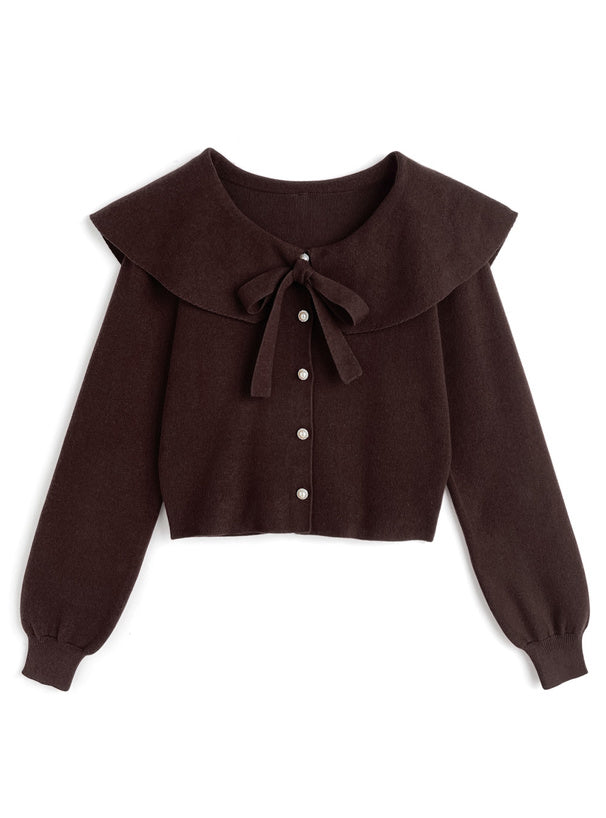 緞帶大領針織衫