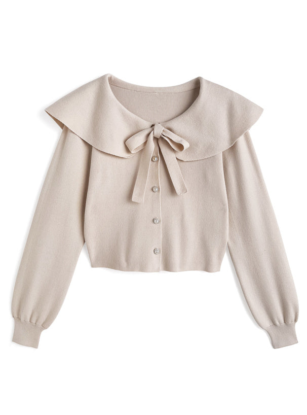 緞帶大領針織衫