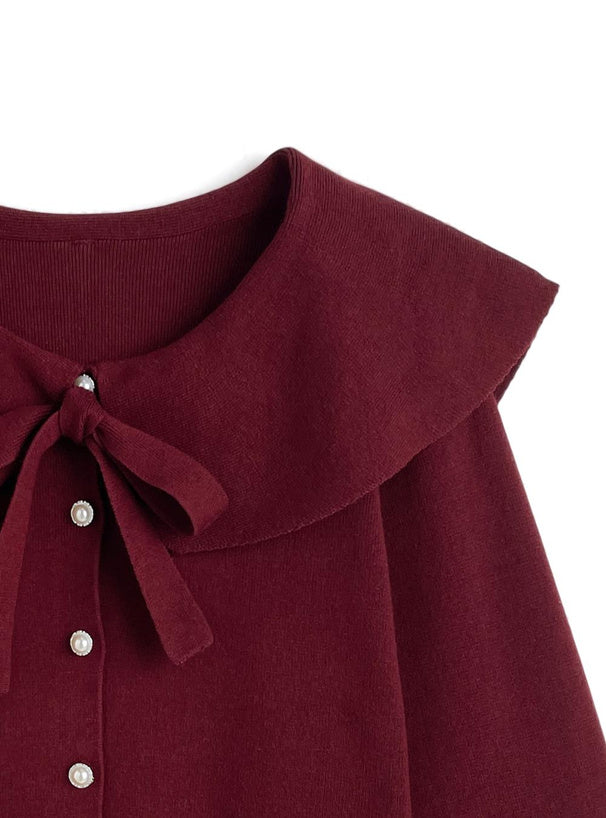 緞帶大領針織衫