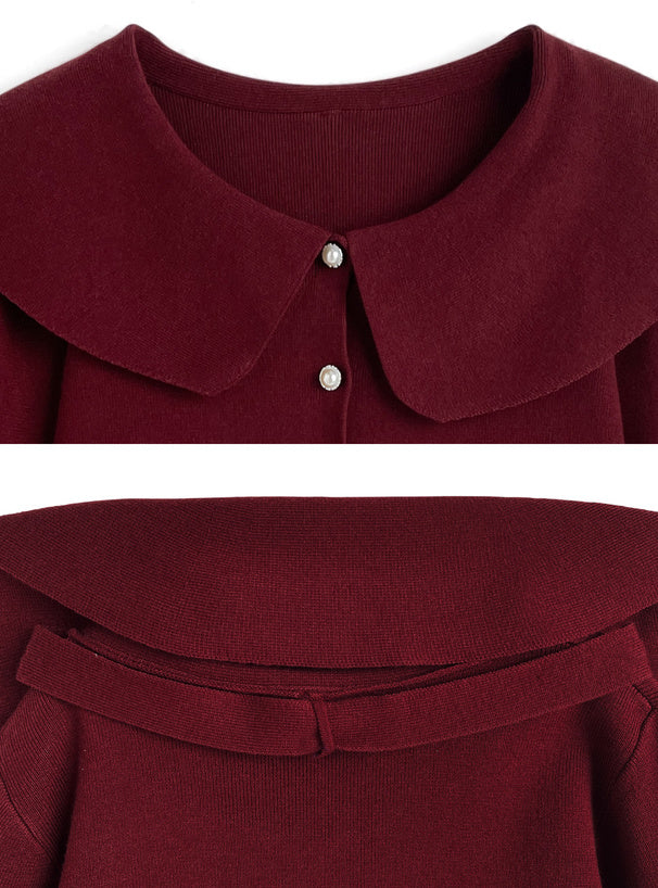 緞帶大領針織衫