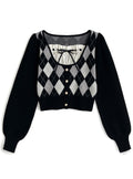 菱形花紋層次針織上衣