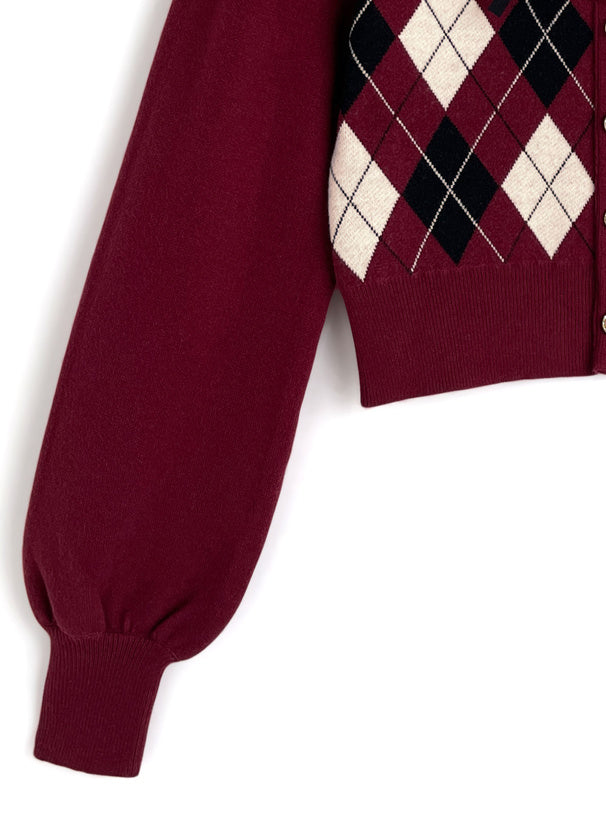 菱形花紋層次針織上衣