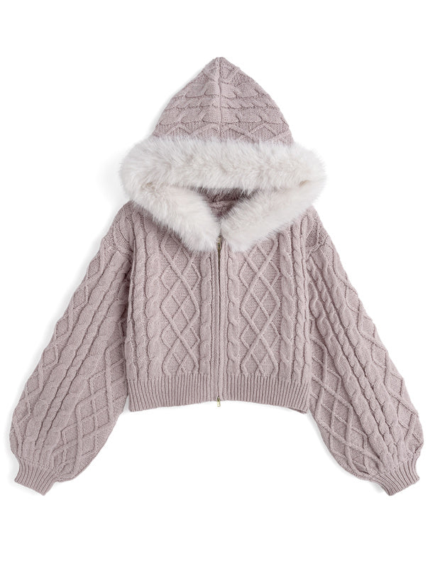 毛絨連帽針織衫