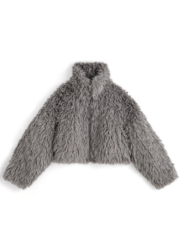 綿羊毛毛立領外套