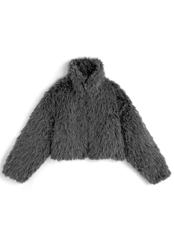 綿羊毛毛立領外套