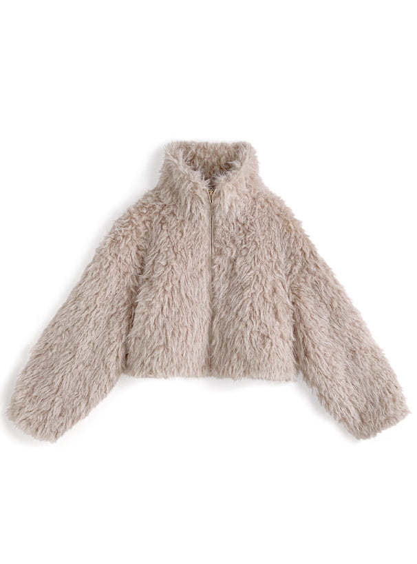 綿羊毛毛立領外套