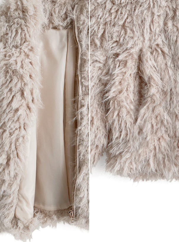 綿羊毛毛立領外套