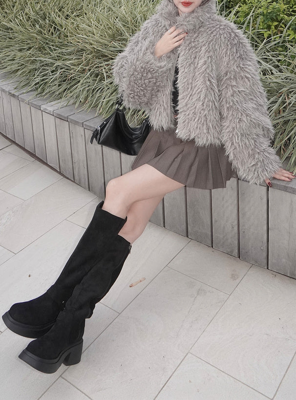 綿羊毛毛立領外套