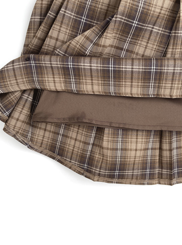 格紋絲帶背心裙