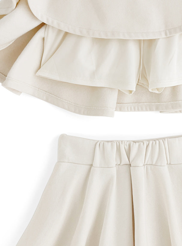 短款連帽衫 x 喇叭短裙set