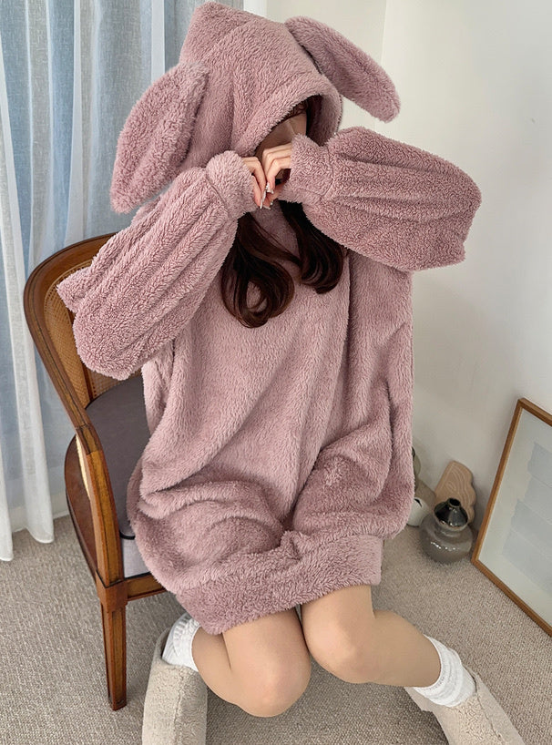 兔耳連帽連身衣