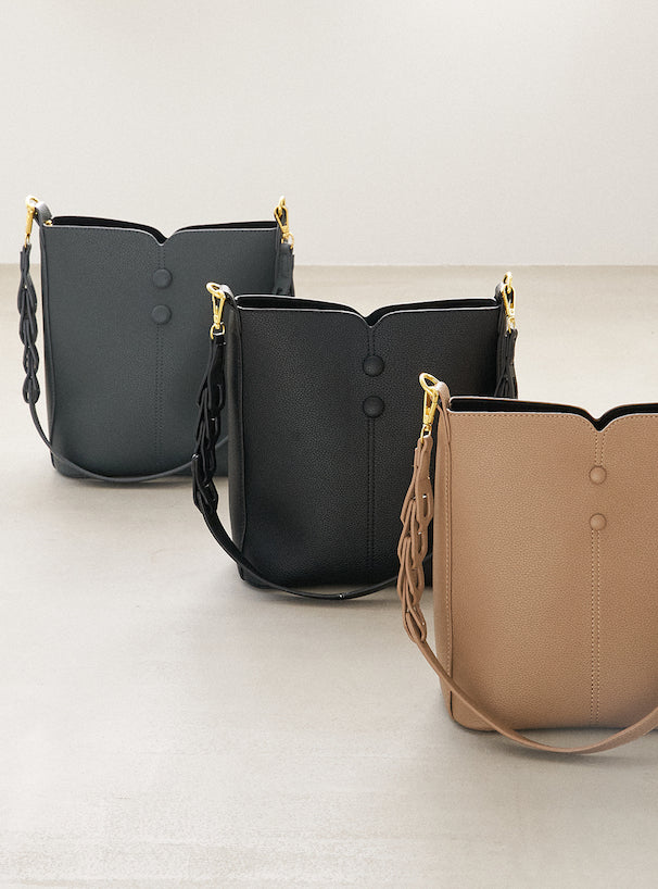 兩用方形皮革單肩包配小袋