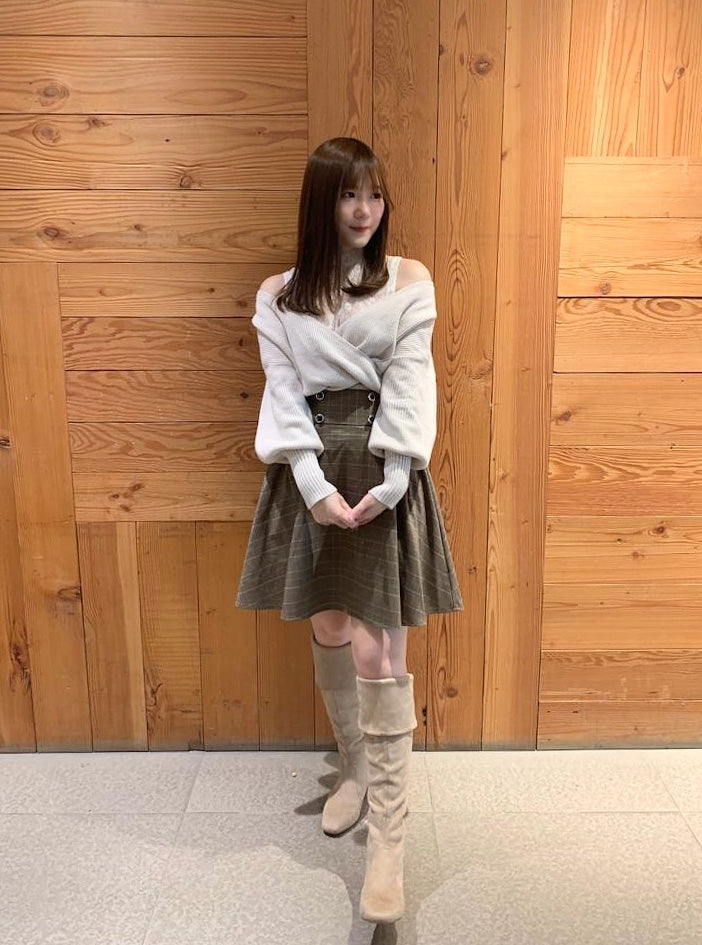 2way蕾絲接合針織上衣