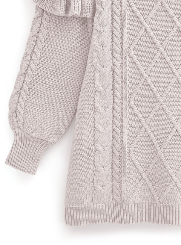 四色入｜露肩羽毛針織連身裙