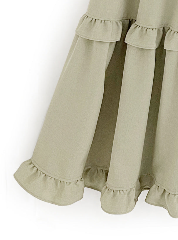 兩色入 | 緞帶短上衣 x 分層荷葉裙套裝