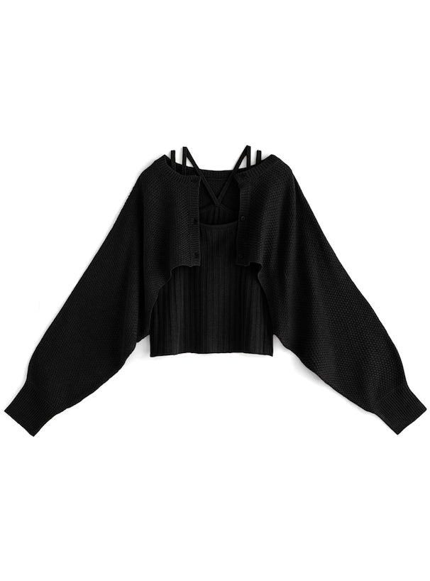 短款外套x吊帶背心針織套裝