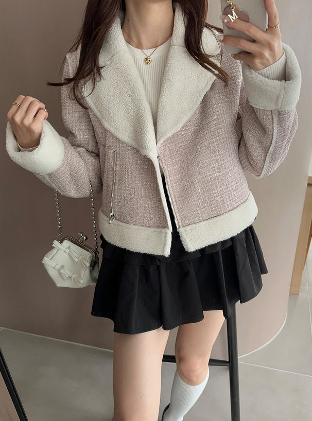 明線粗毛呢外套