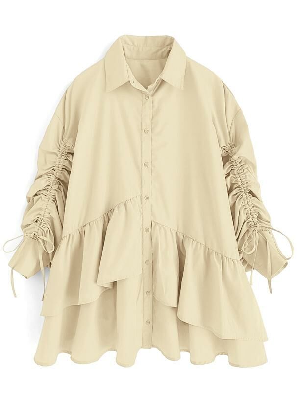 層接式迷你襯衫連衣裙