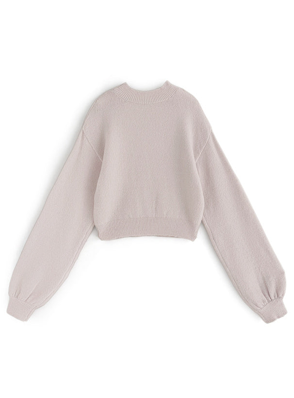 心型開口絞花針織上衣