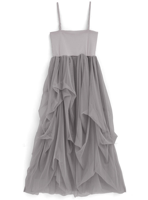 兩著薄紗褶吊帶裙