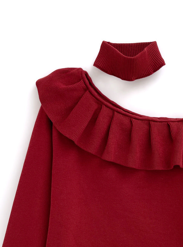 三色入｜頸圈單肩針織衫