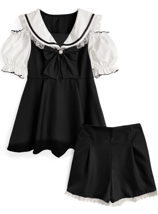 水手迷你裙x短褲套裝