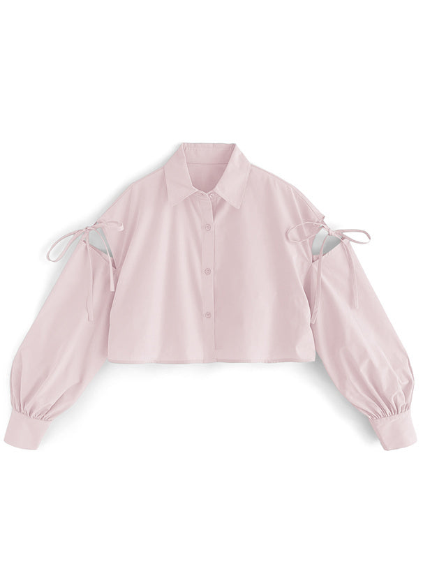 肩部蝴蝶結短襯衫