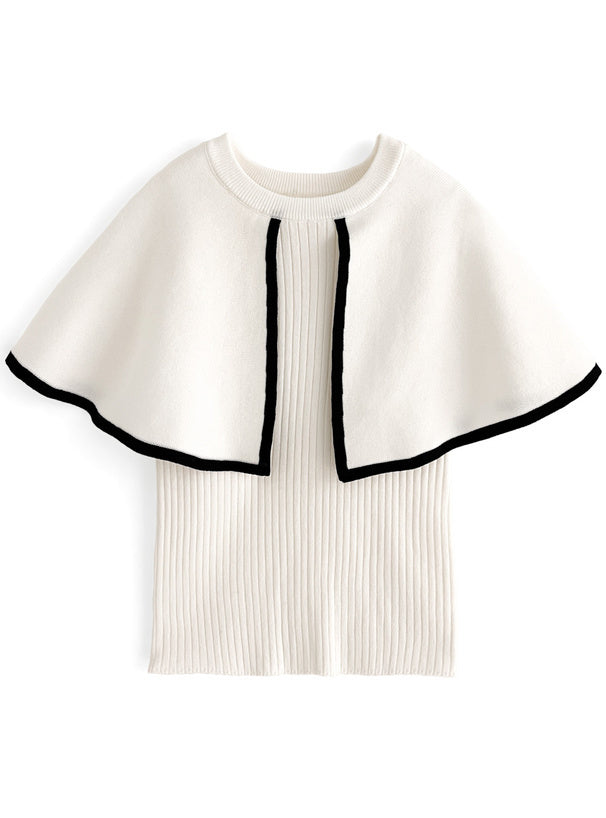 明線斗篷領針織上衣