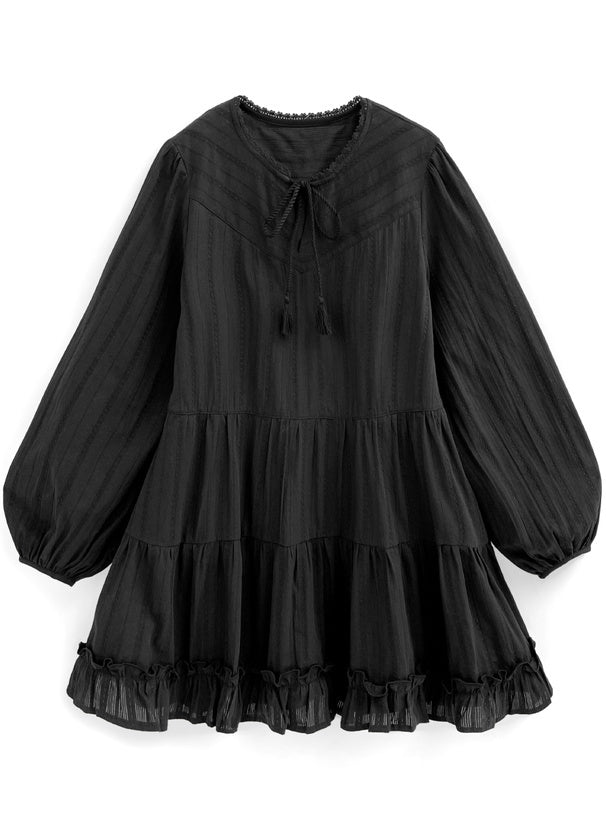 褶邊分層連身裙