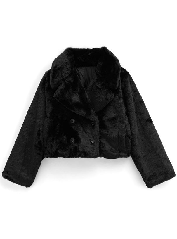 兩色入｜短版毛毛大褸