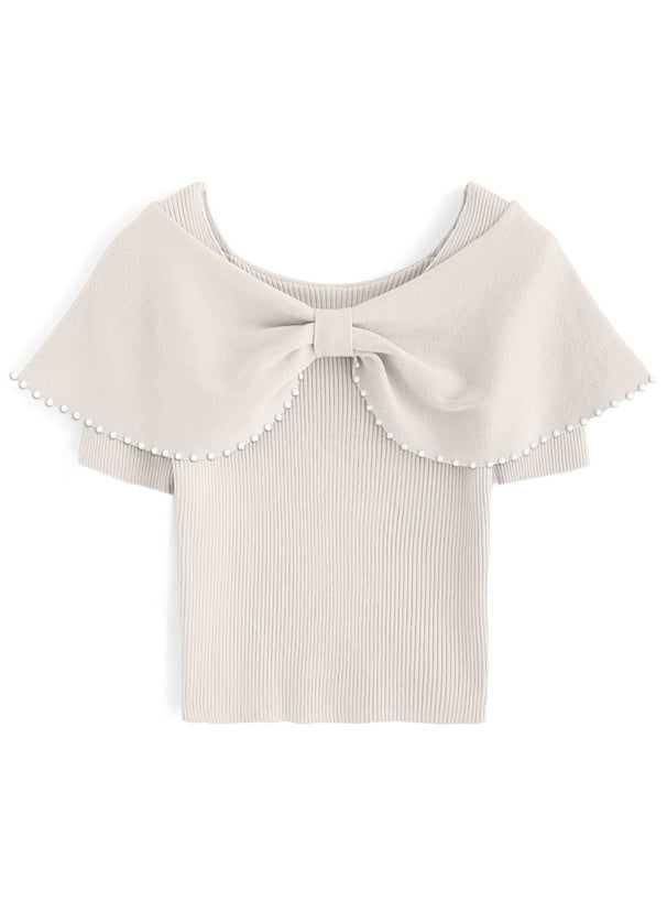 珍珠絲帶針織上衣