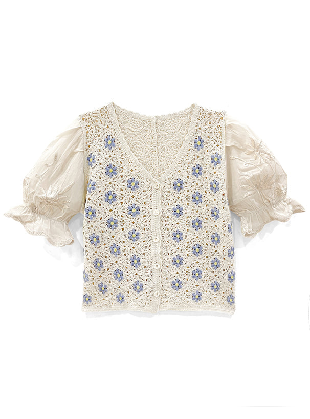 針織縷空花花上衣