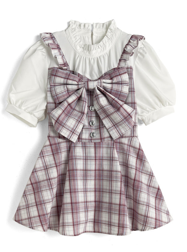 蝴蝶結喇叭裙×短褲套裝