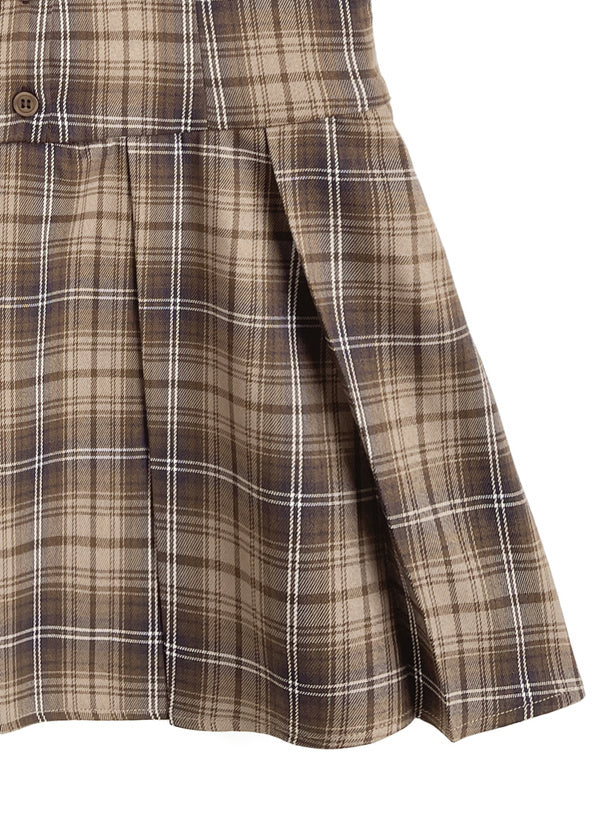 格紋絲帶背心裙